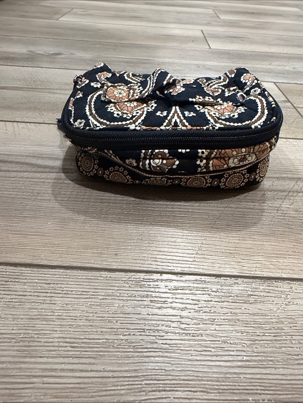 Vera Bradley Quilted Paisley Cosmetic/jewelry  Pouch - Black and Brown
